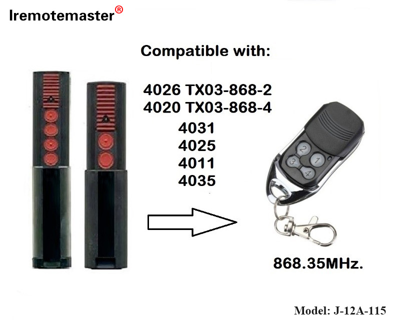 4020 4026 TX03-868-4 원격 제어 868mhz TX03-8-4 롤링 코드